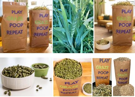 GRAZ'N Organic Hay and pellets for small animals.