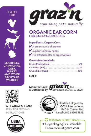 Graz'n Organic Ear Corn for Backyard Buddies GRAZ'N