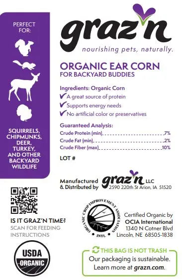 Graz'n Organic Ear Corn for Backyard Buddies GRAZ'N