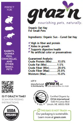 Graz'n Organic Oat Hay for Small Pets GRAZ'N
