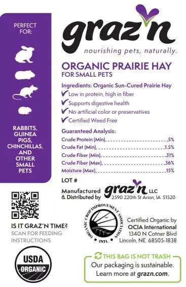 Graz'n Organic Prairie Hay for Small Pets GRAZ'N
